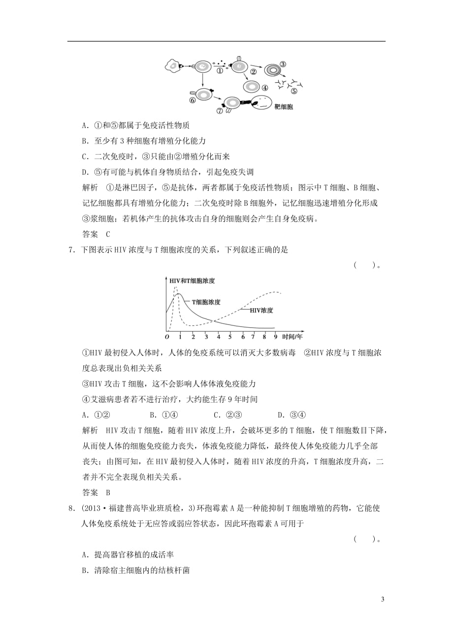 【创新设计】2014届高考生物一轮复习 3-1-4 免疫调节限时训练.doc_第3页