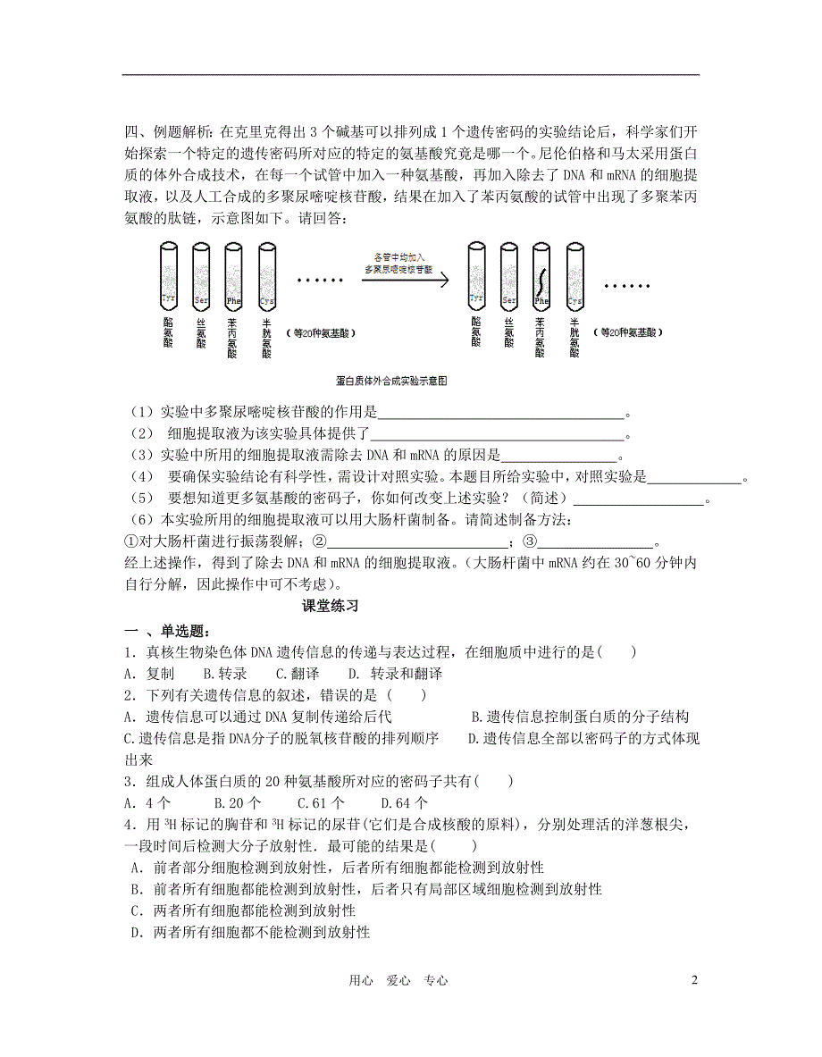 高三生物 专题五 遗传的分子基础和遗传的基本规律（第二课时）教案.doc_第2页