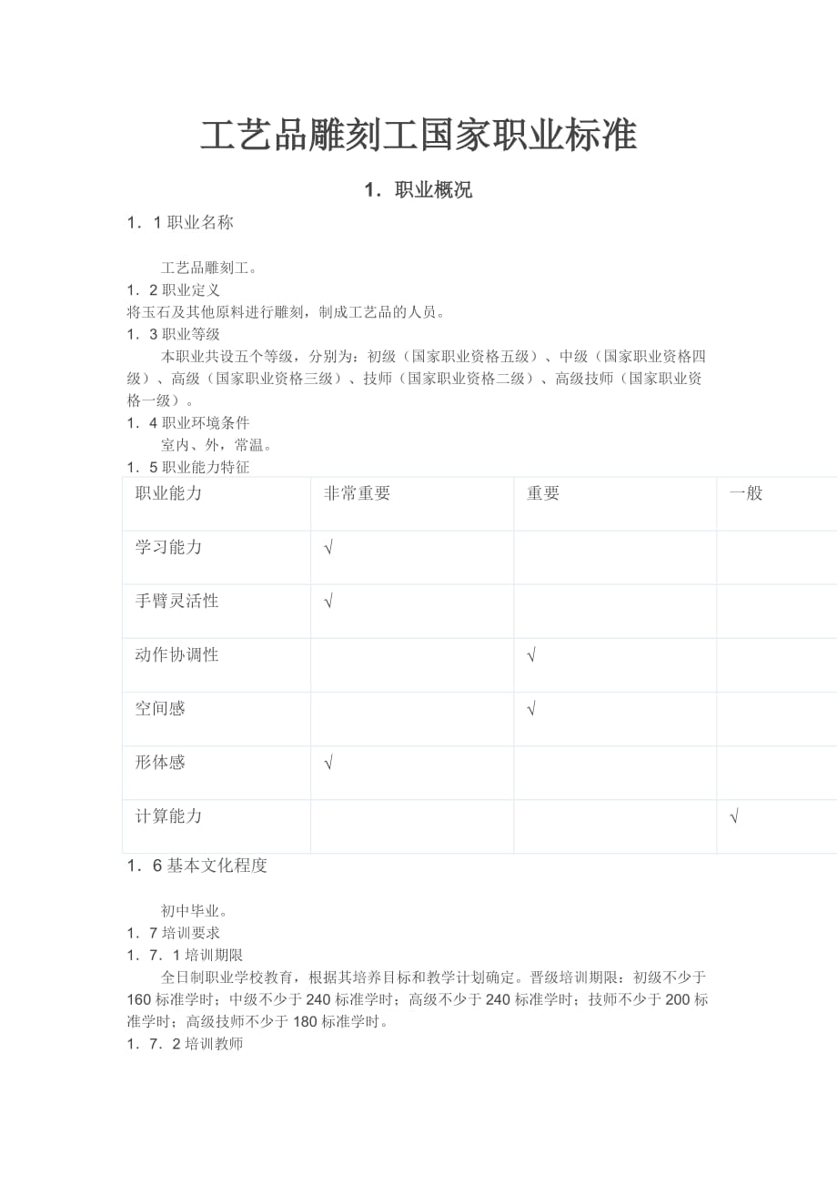 工艺品雕刻工职业标准.doc_第1页