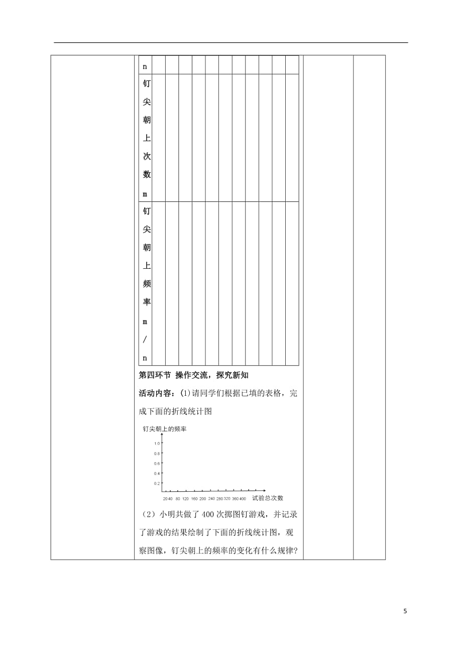 广东省清远市佛冈县龙山镇七年级数学下册6.2第1课时频率的稳定性学案（无答案）（新版）北师大版_第3页