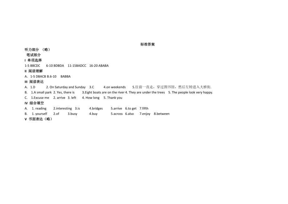 七年级下册英语第二单元测试题(含答案).doc_第5页