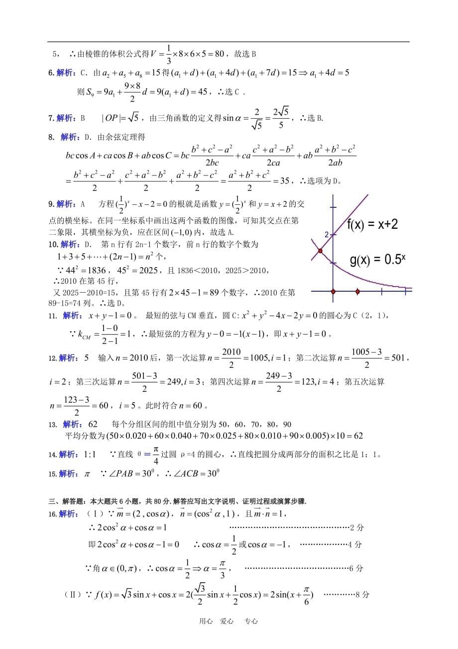 2010年广东省高考《考试大纲》高三数学调研模拟考试（文）新人教版.doc_第5页