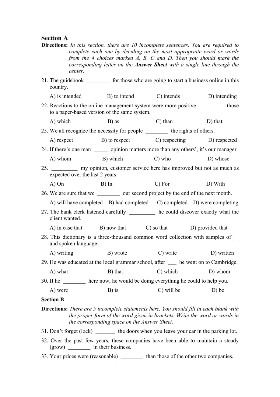A级 2014年6月高等学校英语应用能力考试真题.doc_第3页