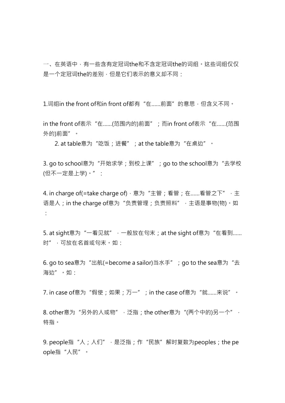 含有定冠词the和不含定冠词的区别.doc_第1页