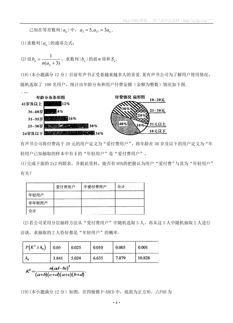 广东省化州市2020届高三上学期第一次模拟考试 数学（文）_第4页