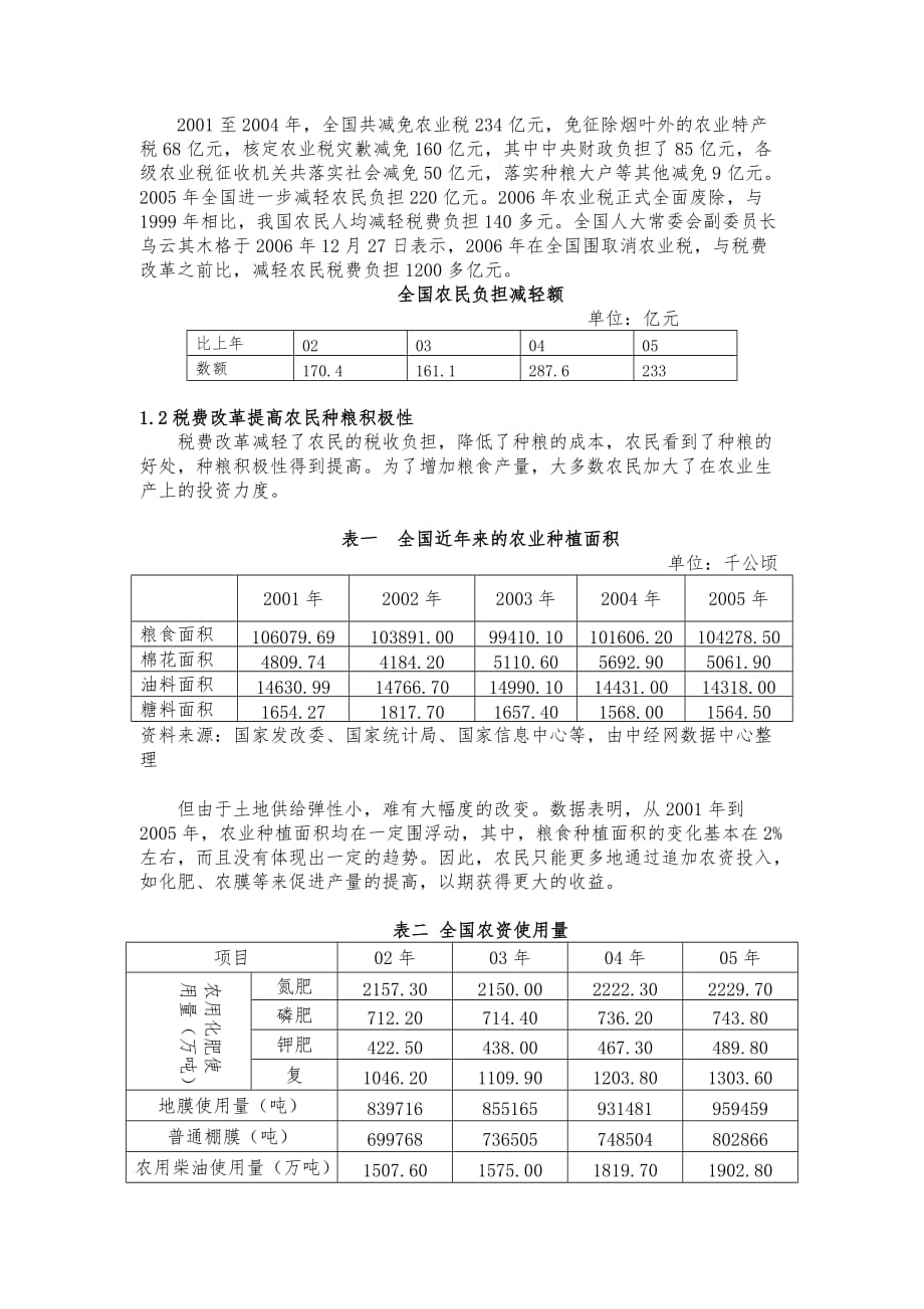 挑战杯_农村税费改革中农资价格与农业生产成本关系探讨_第3页