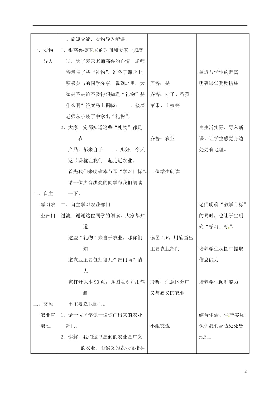 河北省涿州市实验中学八年级地理上册4.2农业教案（新版）新人教版_第2页