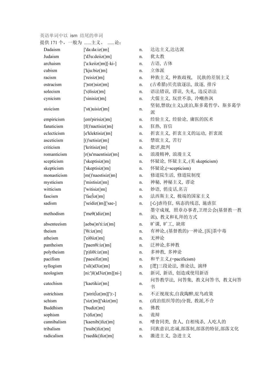 英语单词中以 ism 结尾的单词.doc_第1页