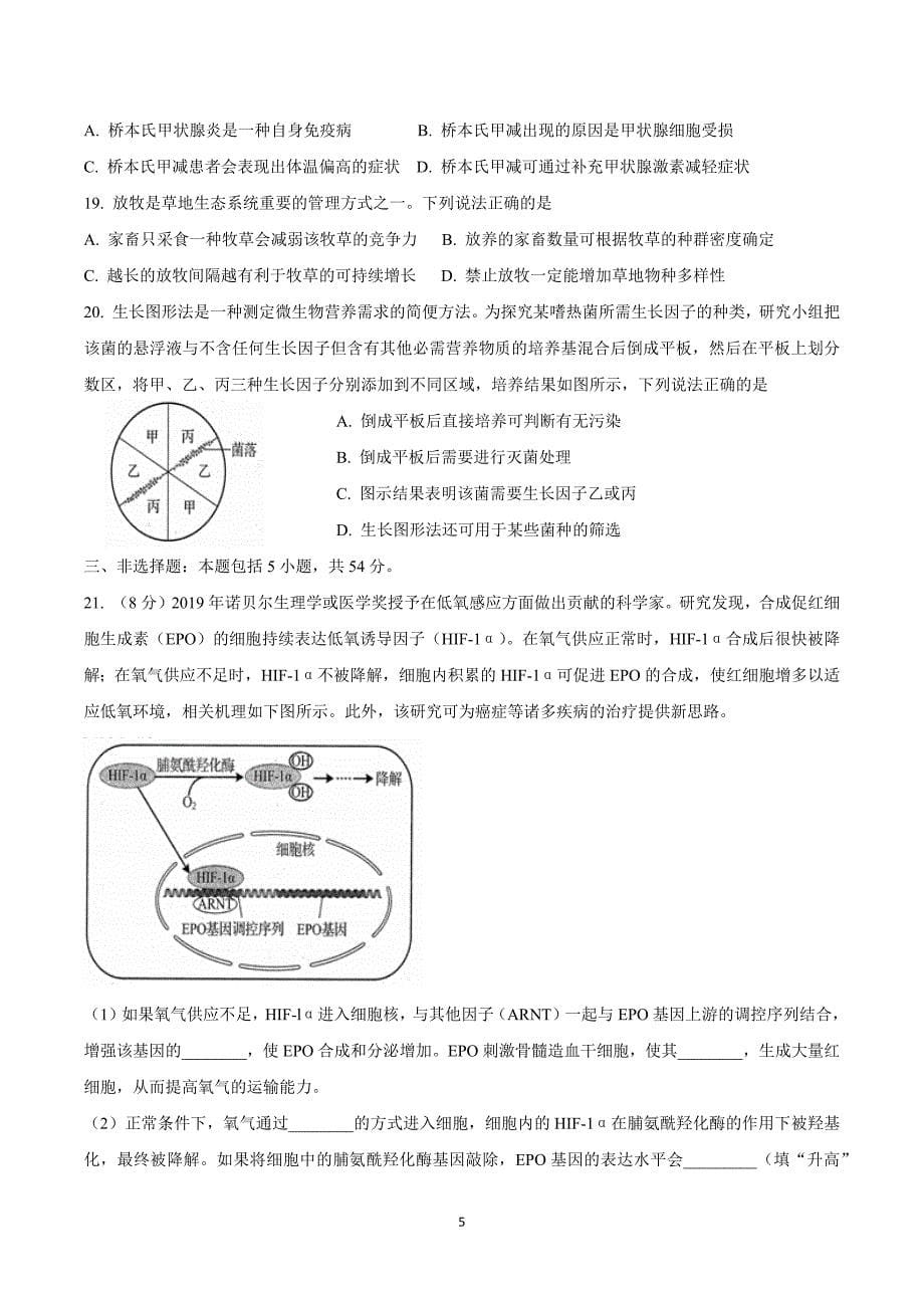 （2020年整理）山东省普通高中学业水平等级考试模拟卷生物试题.doc_第5页