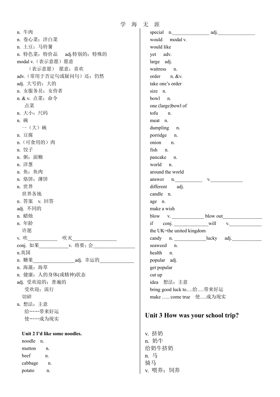 鲁教版七年级上册英语单词表中英分开（6.29）.pdf_第2页