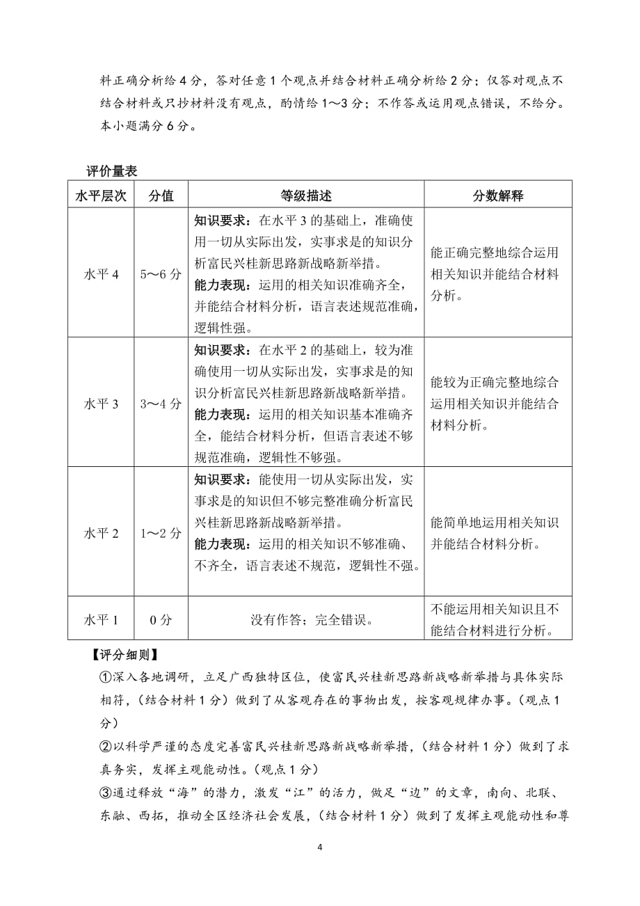 （2020年整理）广西壮族自治区普通高中学业水平考试参考答案及评分.doc_第4页