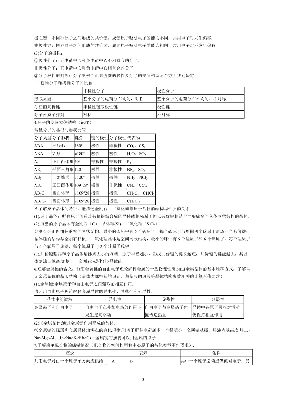 （2020年整理）高中化学选修3知识点全部归纳(物质的结构与性质).doc_第3页