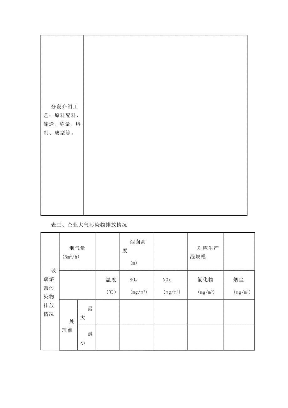 平板玻璃工业污染物排放控制状况调查表_第5页