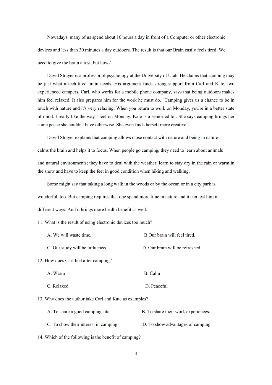 （2020年整理）广东省普通高中学业水平考试(春季高考)英语真题试卷及答案.doc_第4页