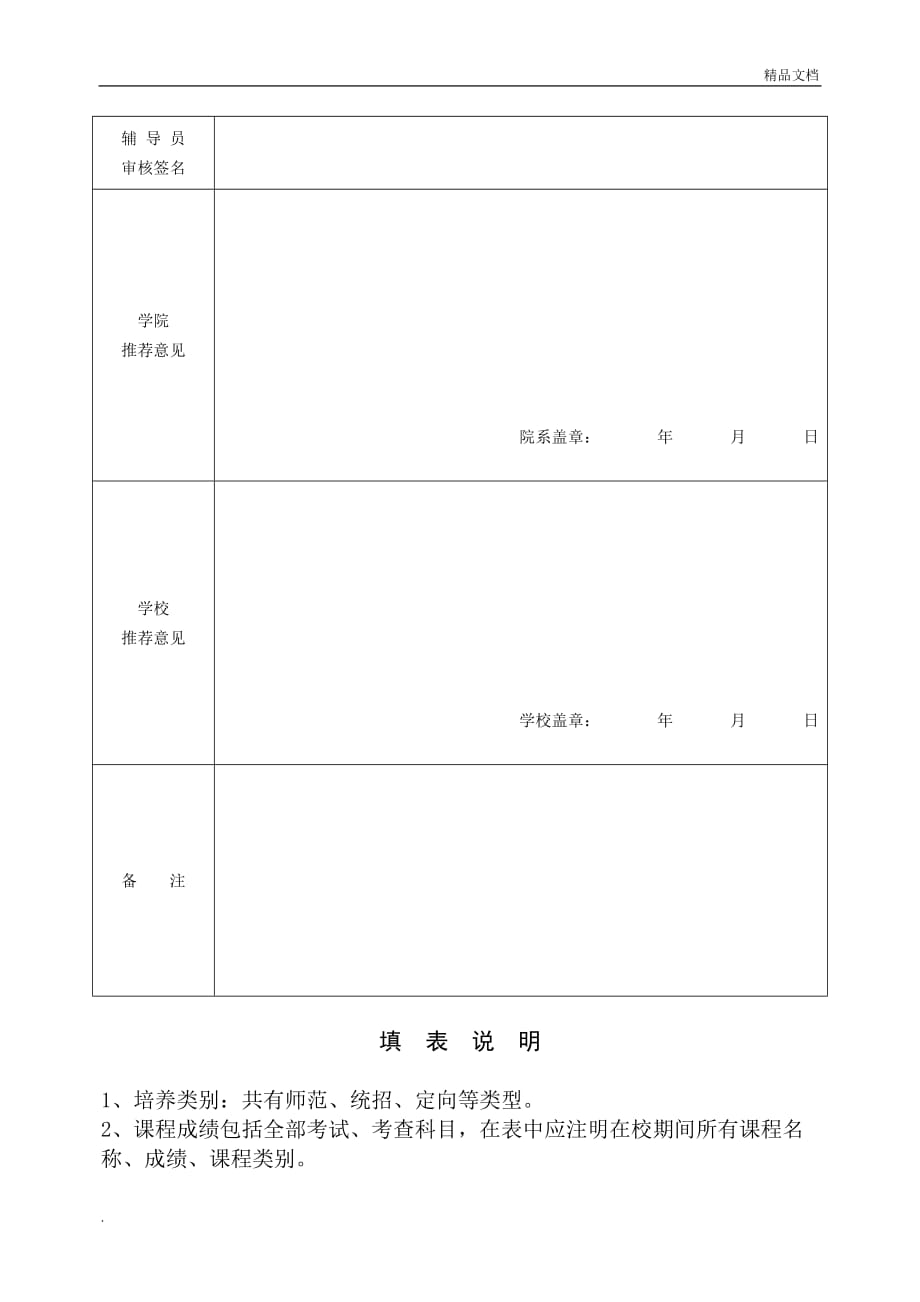 毕业生就业推荐表(模板)_第4页