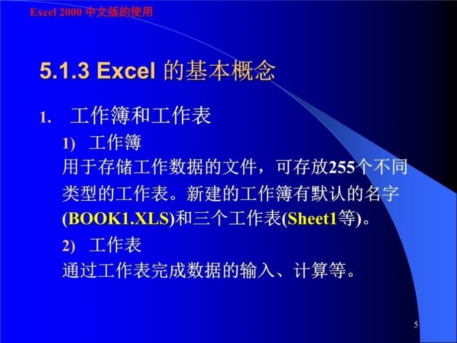 五章节Excel2000中文版说课讲解_第5页