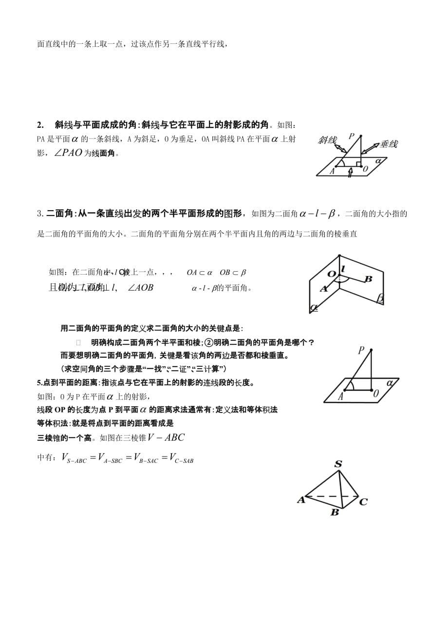 人教A版高中数学必修2空间立体几何知识点归纳.doc_第5页