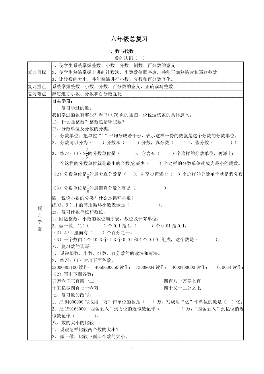 （2020年整理）六年级数学下册复习导学案.doc_第1页