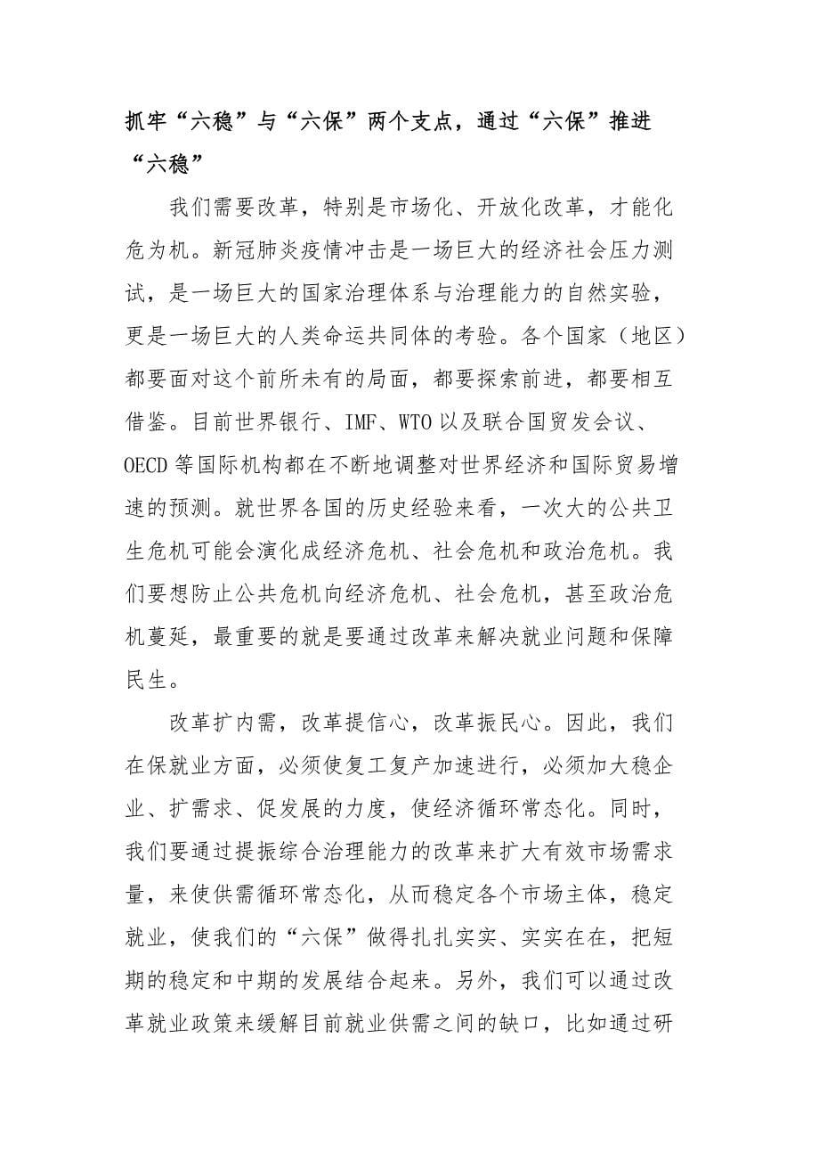 做好“六稳”“六保”工作心得体会发言（三）_第5页