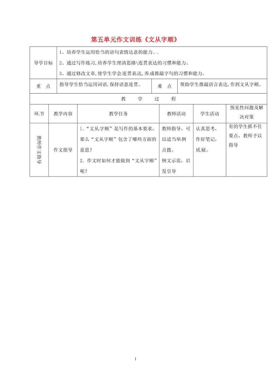 （2020年整理）(秋季版)吉林省通化市七年级语文下册第五单元作文训练《文从字顺》导学案新人教版课件.doc_第1页