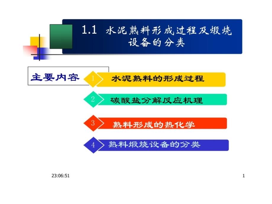 11 水泥熟料形成过程及煅烧设备的分类教程文件_第1页