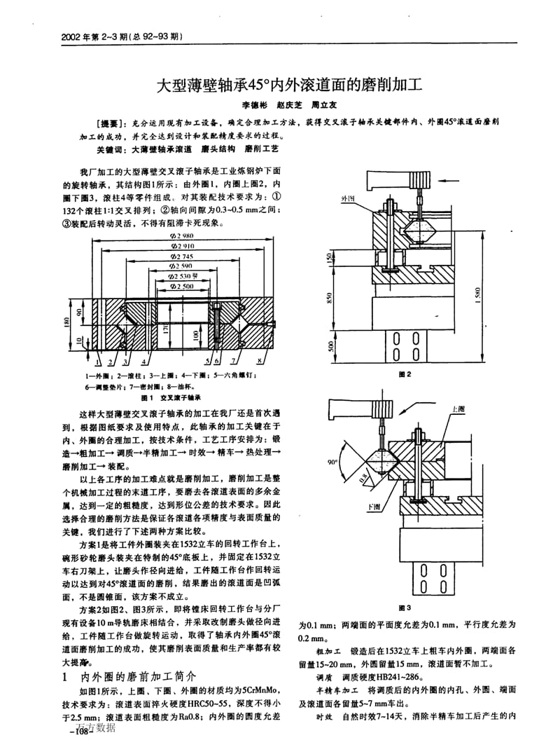 大型薄壁轴承45&amp#176;内外滚道面的磨削加工电子教案_第1页