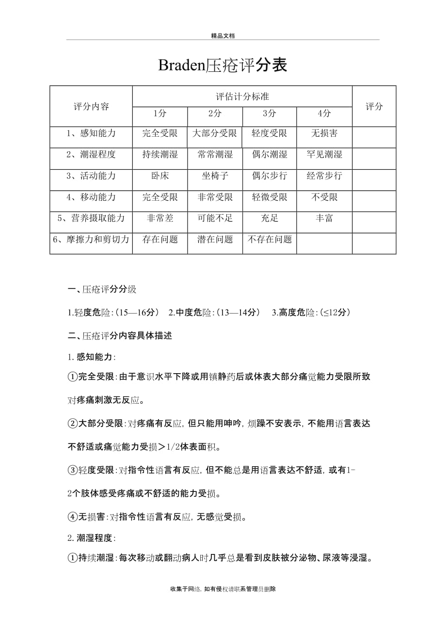 Braden 压疮评分表教学文稿_第2页