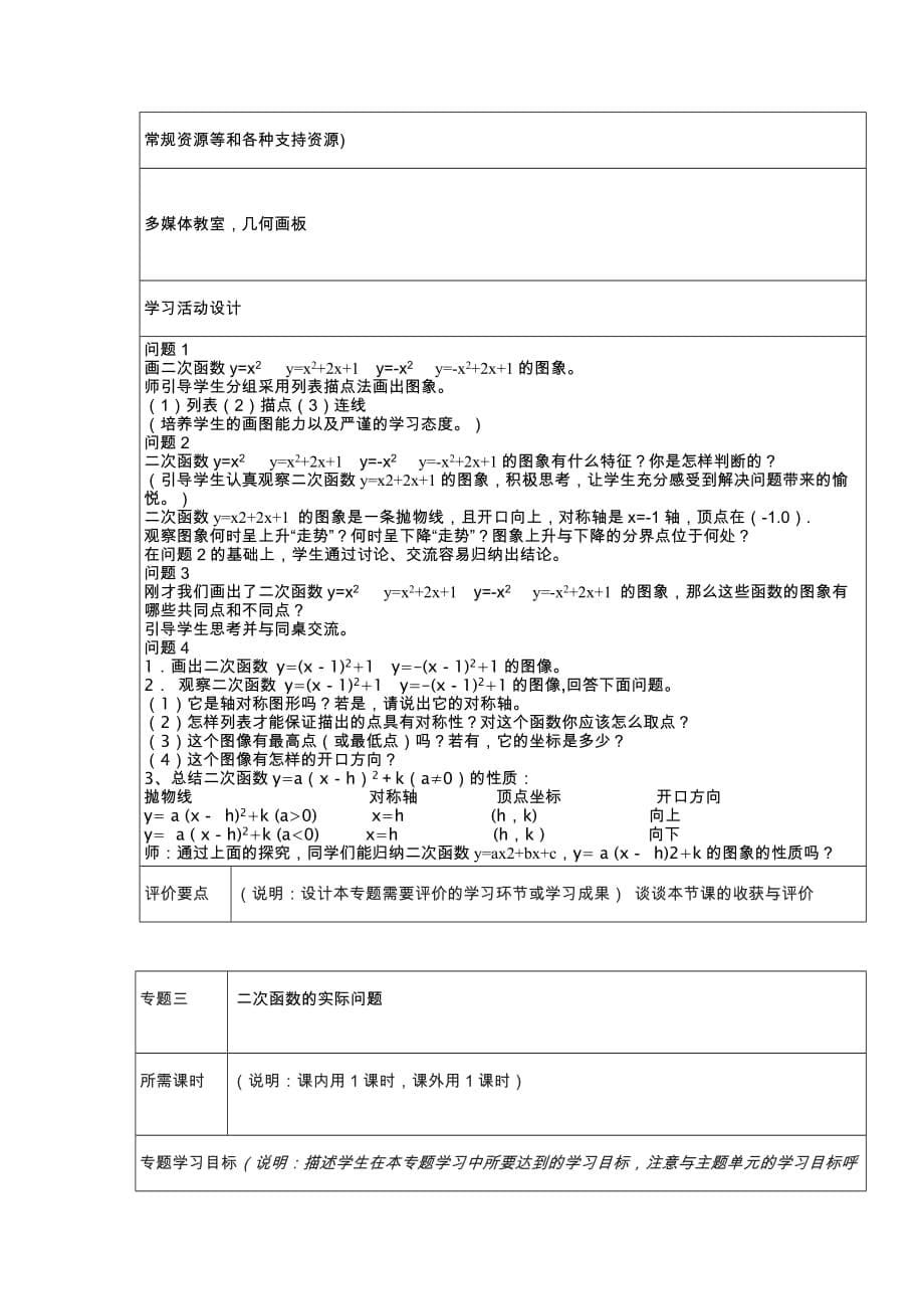 二次函数主题单元教学设计.doc_第5页