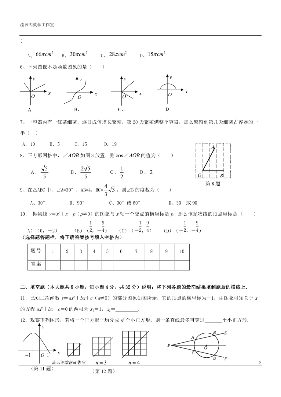 (正版)2011年中考数学备考专训试卷(4)_第2页