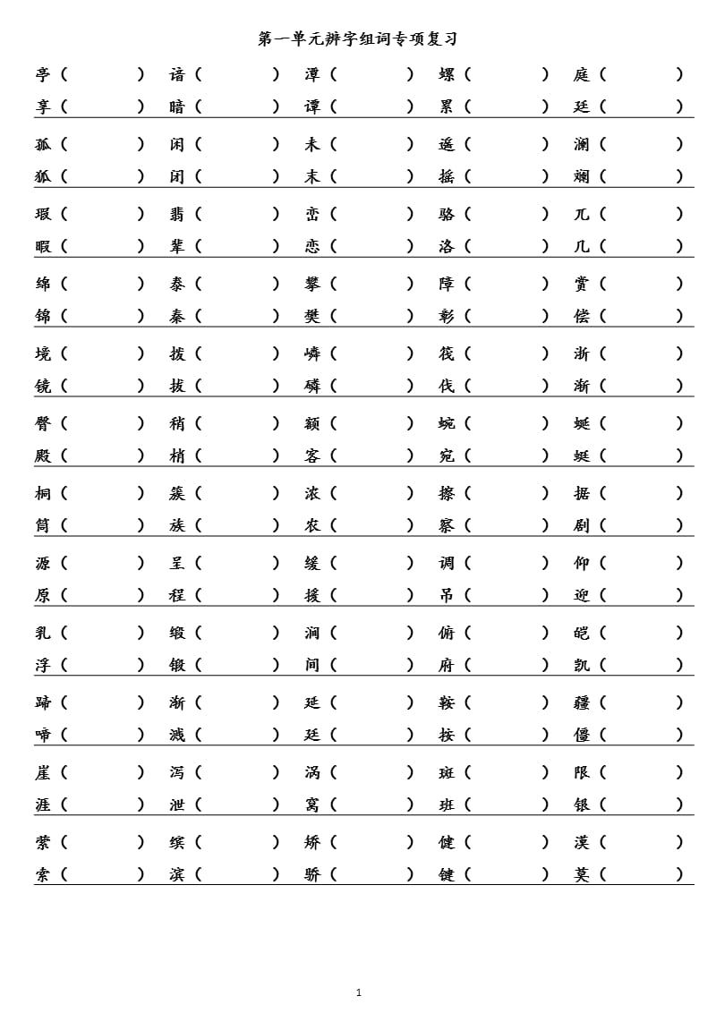 人教版四年级语文下册18单元单元形近字专项训练（2020年整理）.pptx_第1页