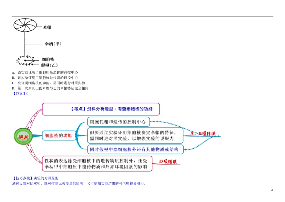 高中生物13.3细胞核系统的控制中心教材图解学案新人教版必修1_第2页