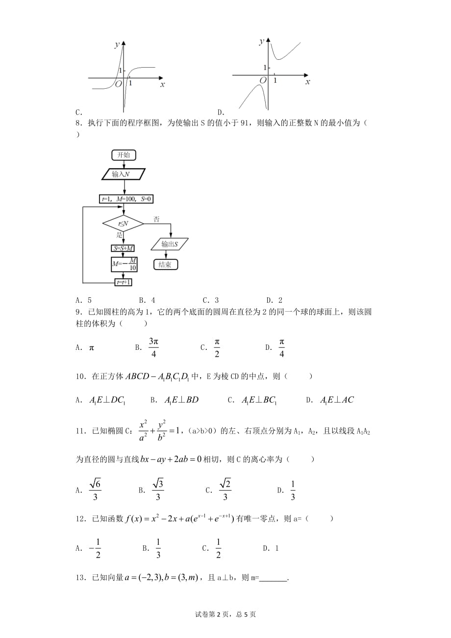 (正版)2017全国卷3数学(文)_第2页