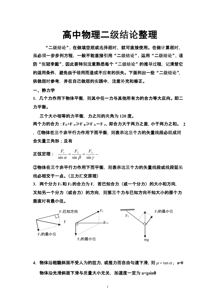 高中物理二级结论（2020年整理）.pptx_第1页