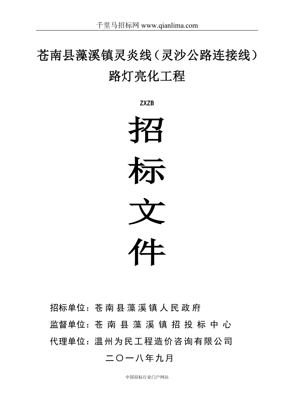 (正版)路灯亮化工程招投标书范本_第1页