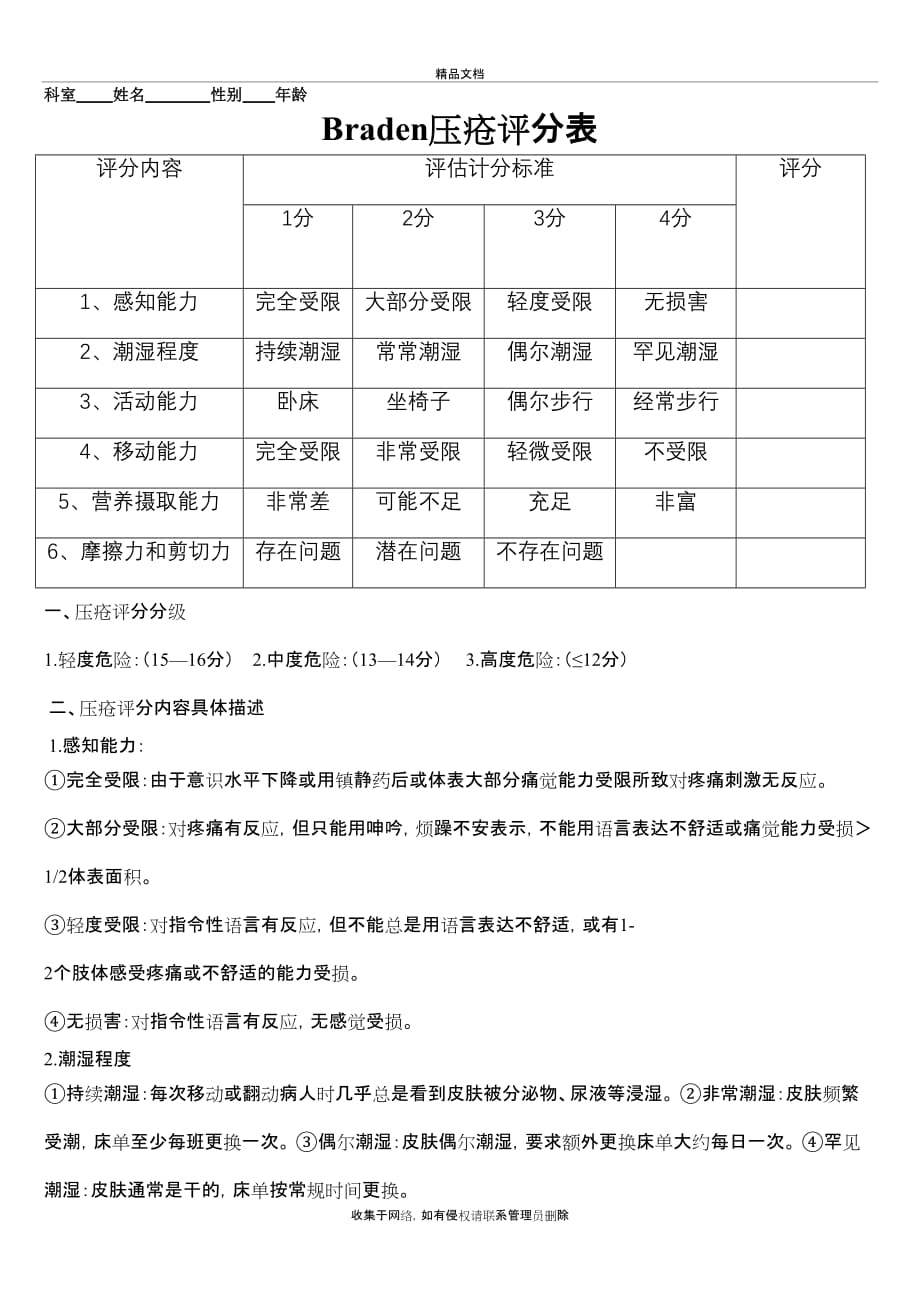 Braden压疮评分表说课讲解_第2页