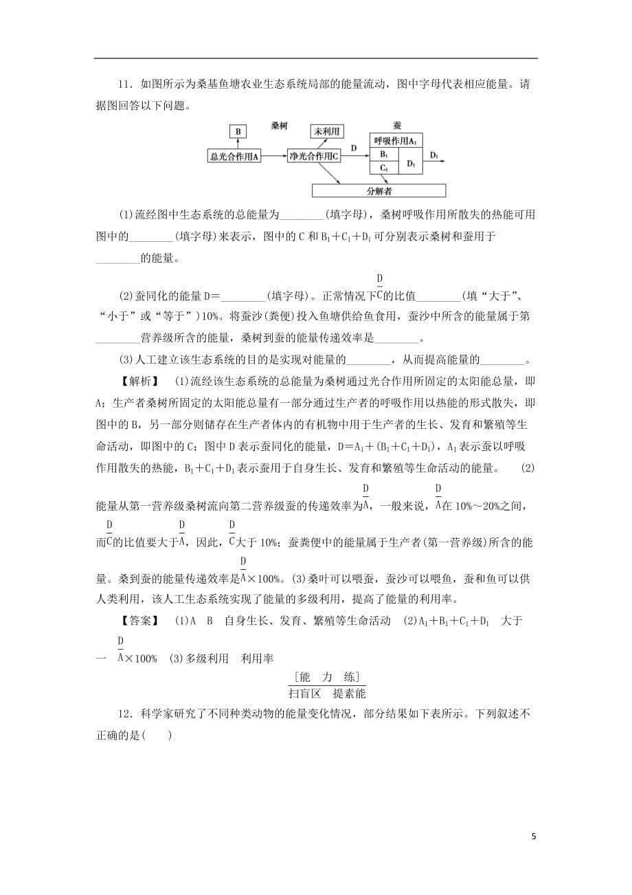 高考生物大一轮复习分层提能限时练33生态系统的能量流动新人教版_第5页