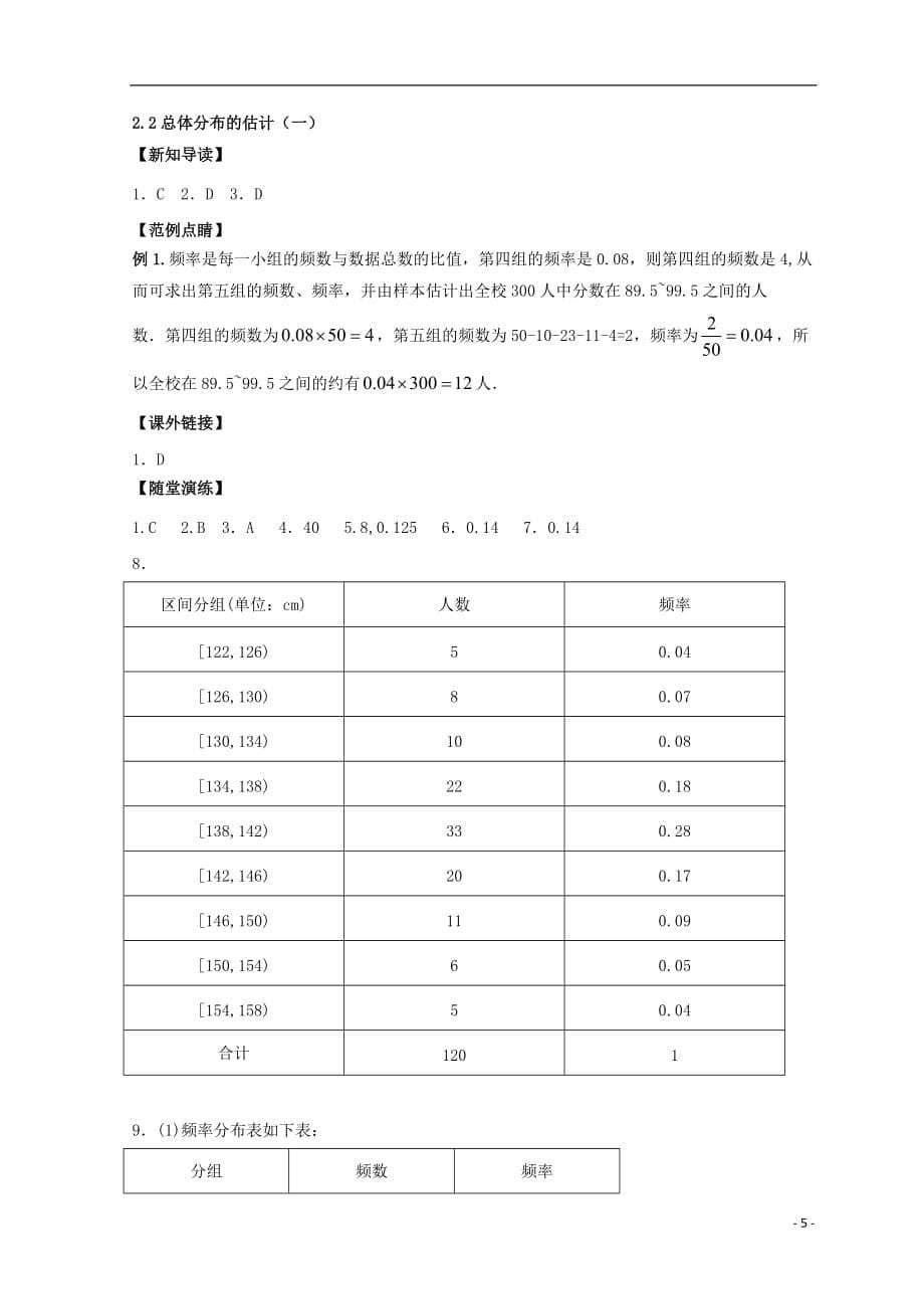 江苏省宿迁市高中数学第2章统计2.2总体分布的估计（1）练习苏教版必修3_第5页