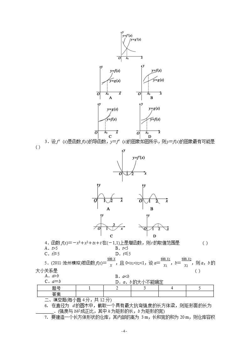 届《步步高》高考数学大一轮总复习(人教新课标文科)配套学案15 导数的综合应用（2020年整理）.pptx_第4页