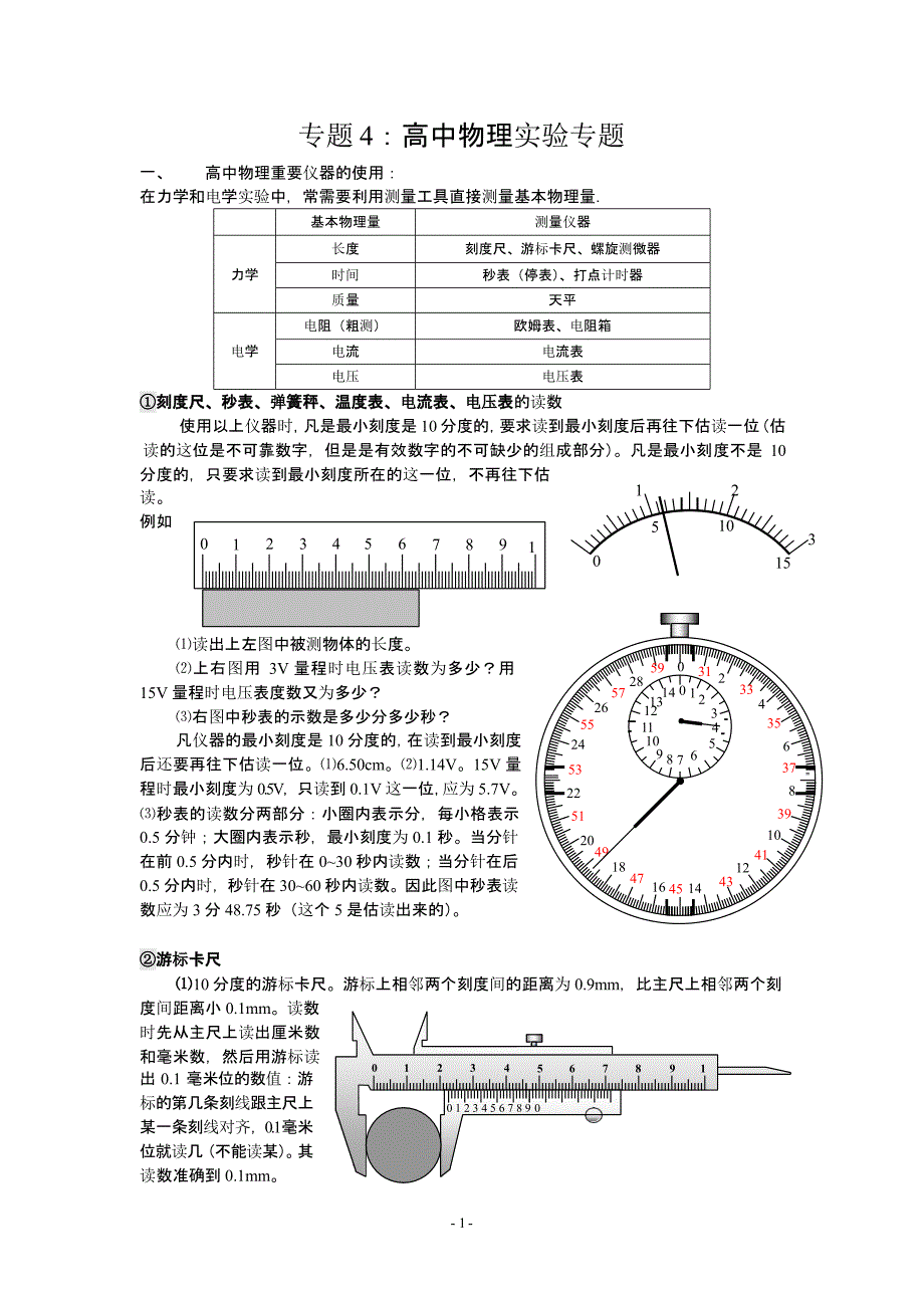 专题4：高中物理实验专题（2020年整理）.pptx_第1页