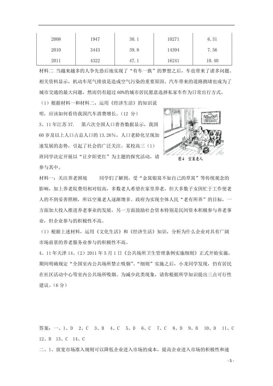 陕西省柞水中学高三政治一轮复习多彩的消费专题检测_第5页