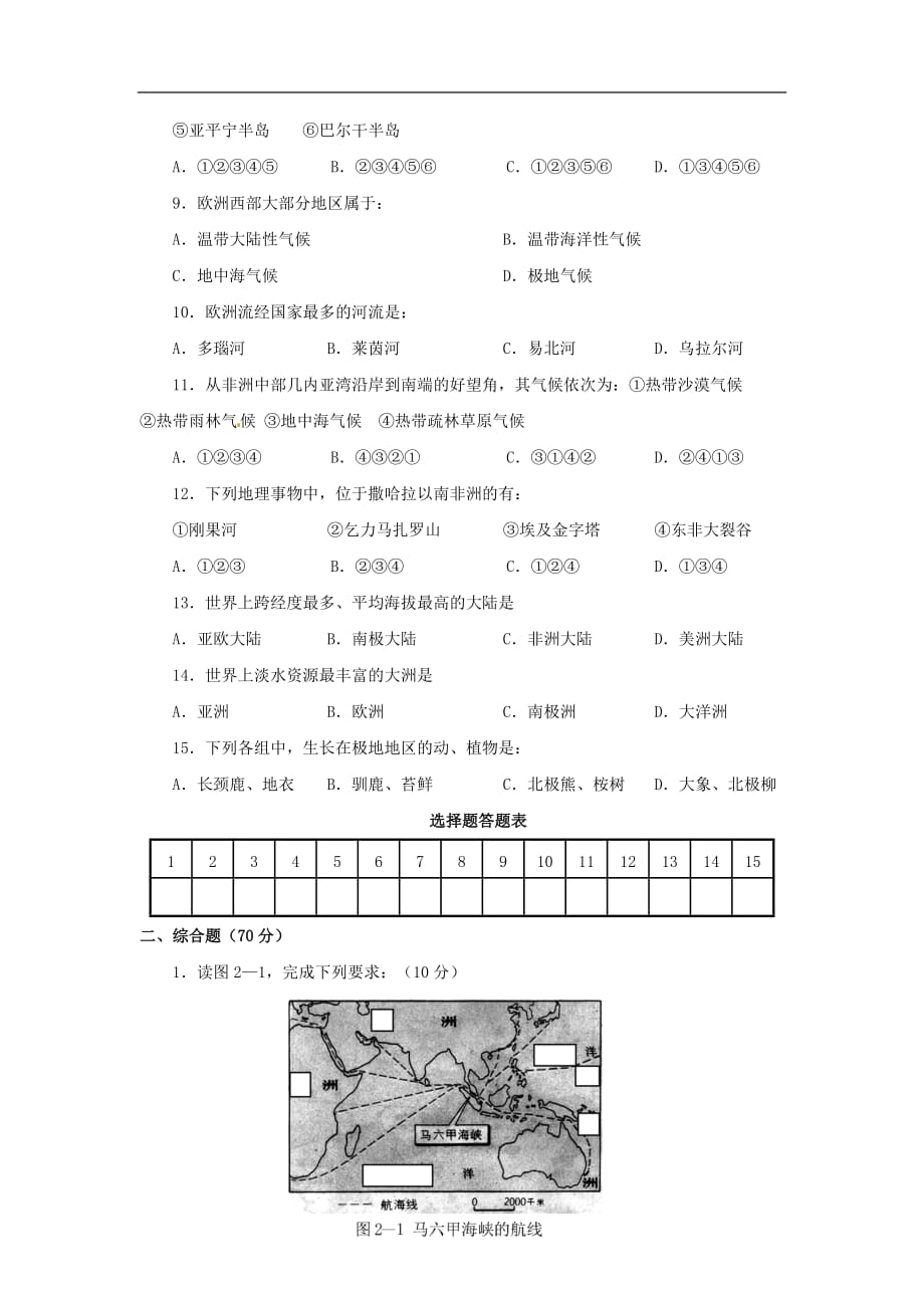 八年级地理下册第六章复习测试中图版.doc_第2页