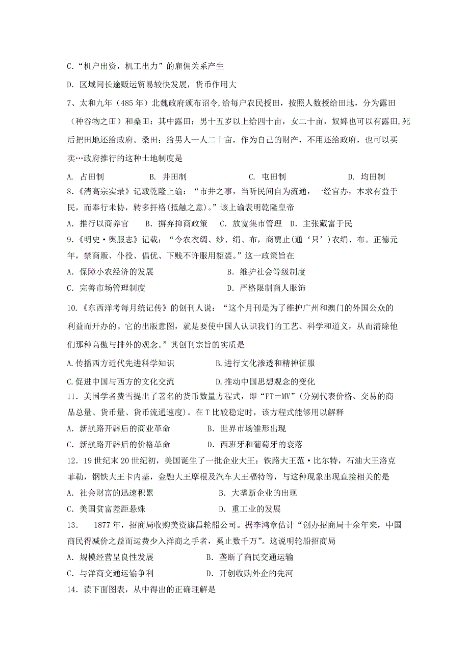 河南省灵宝三高2019-2020学年高二历史下学期入学考试试题【含答案】.pdf_第2页