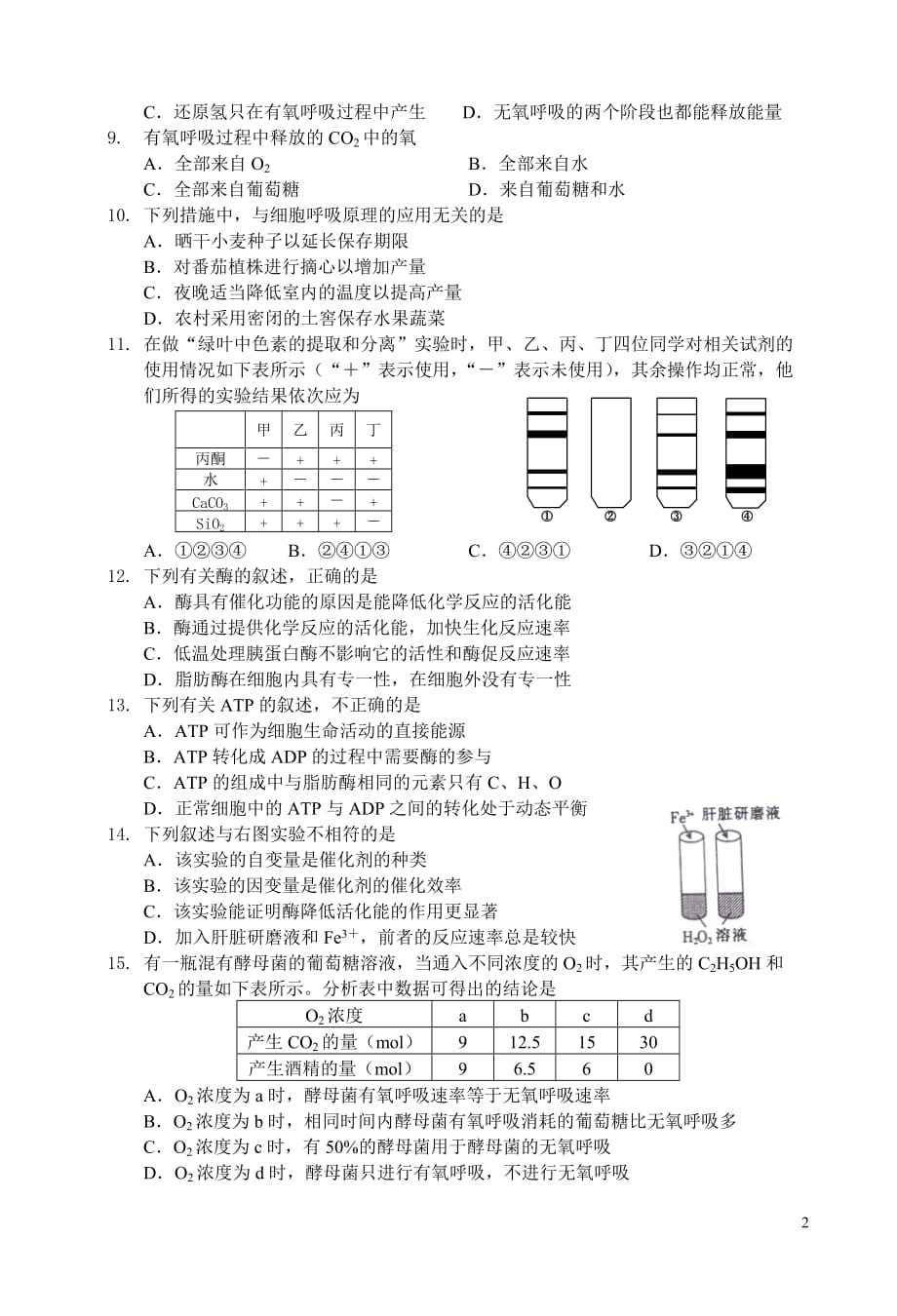 2011年高考生物总复习单元测试卷（三） 安徽省通用.doc_第2页