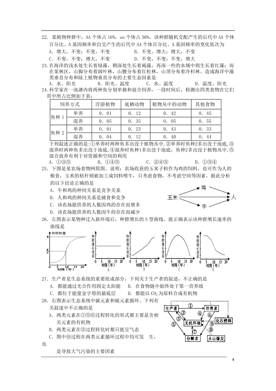 重庆市万州二中09-10年高二生物下学期期末考试旧人教版.doc_第4页