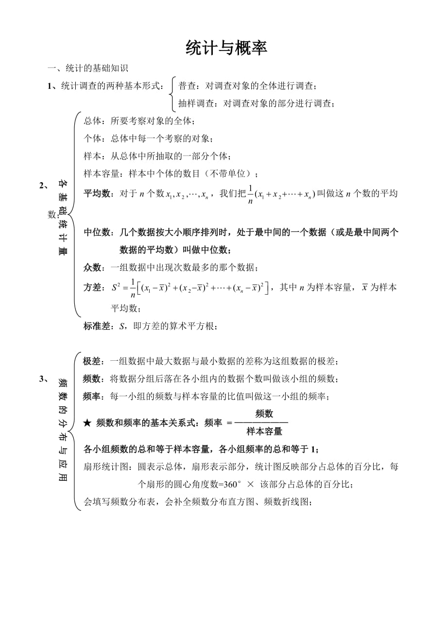 初中数学统计与概率知识点精炼.doc_第1页