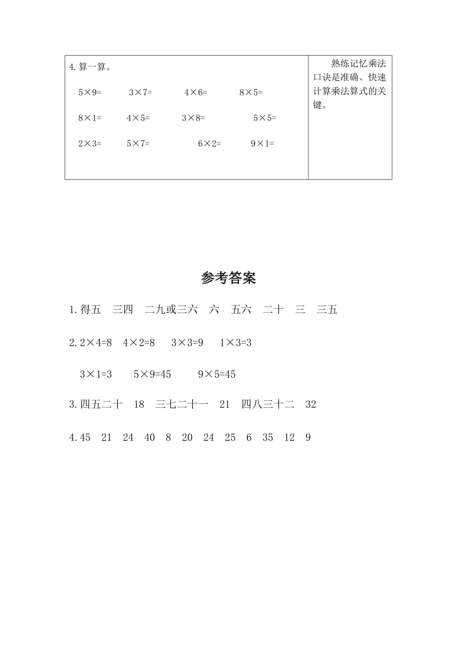 2020小学二年级数学上册期末专题专练：2-5的乘法口诀求商1【含答案】_第2页