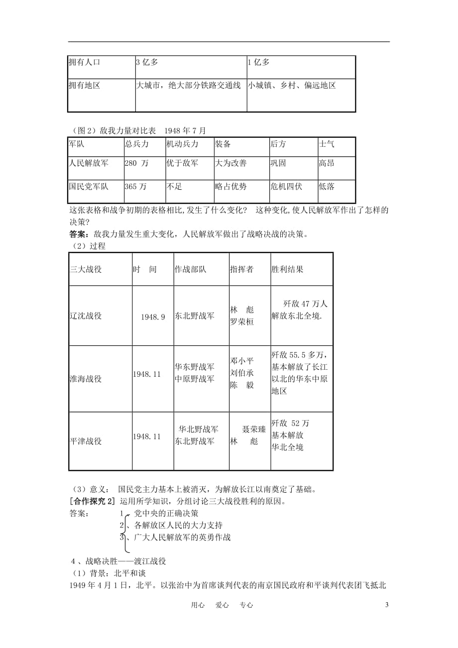 高中历史《解放战争》教案4 新人教版必修1.doc_第3页