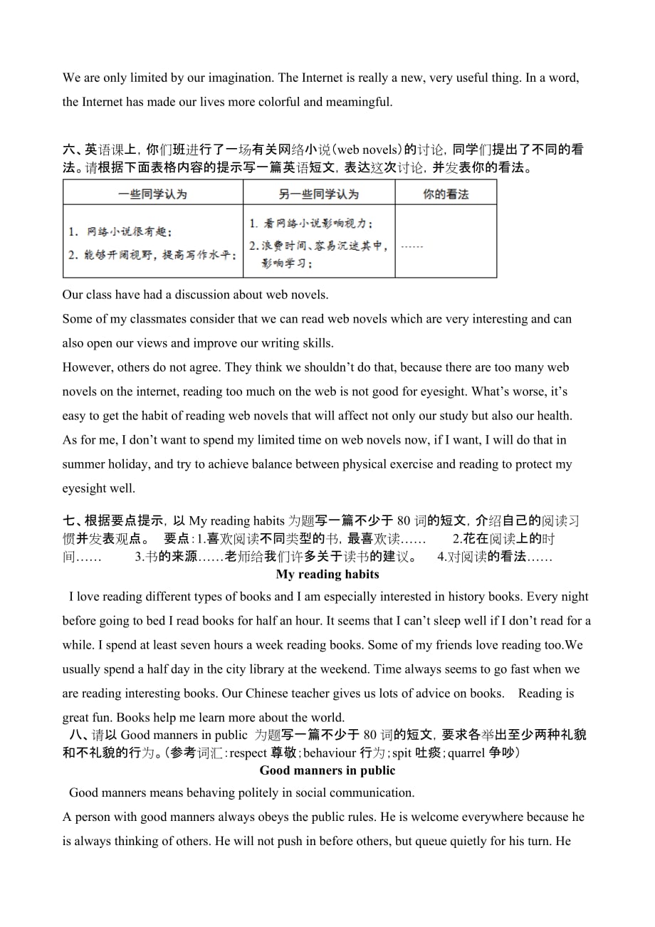 江苏用译林版八年级下册英语复习作文专项练习(含答案).doc_第3页