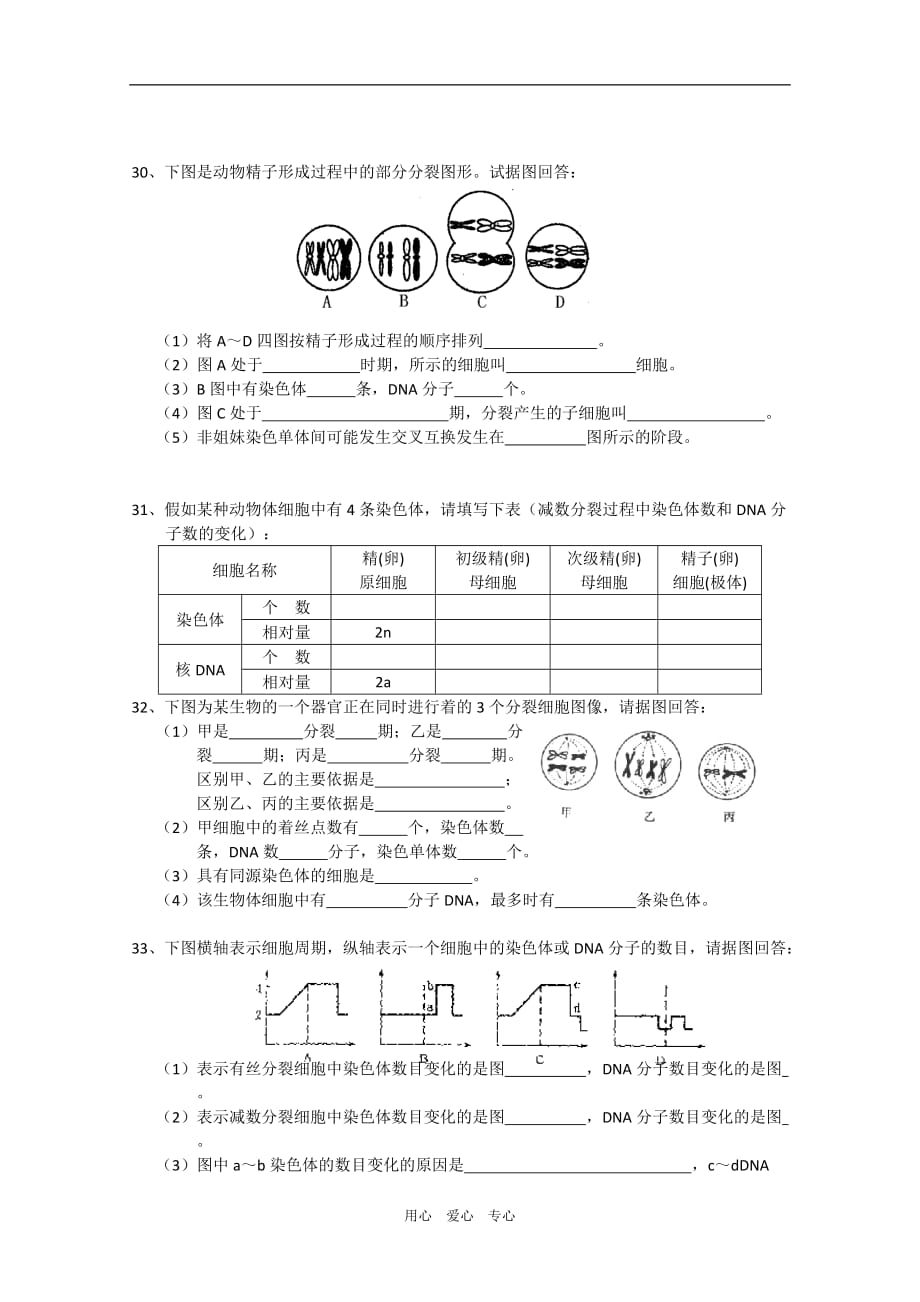 高中生物：2.1 减数分裂中的染色体行为 单元测试 浙科版必修2.doc_第4页