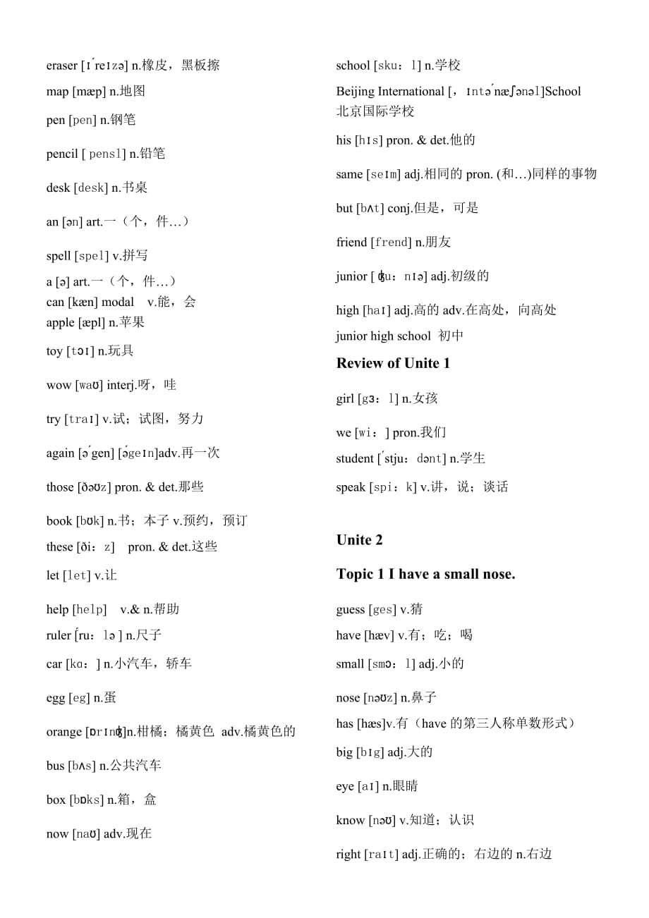 新版仁爱英语七年级上册单词表带音标(背诵版).doc_第3页